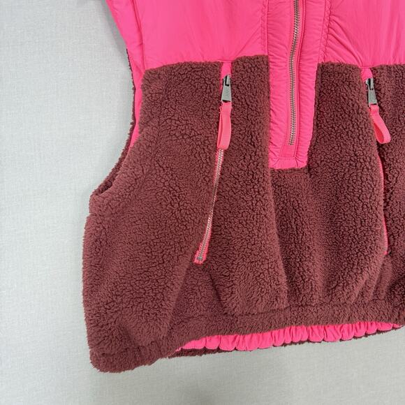 Free People Movement Journey Ahead Vest Jacket Women XS Pink Sherpa Fleece Plush - Picture 3 of 12